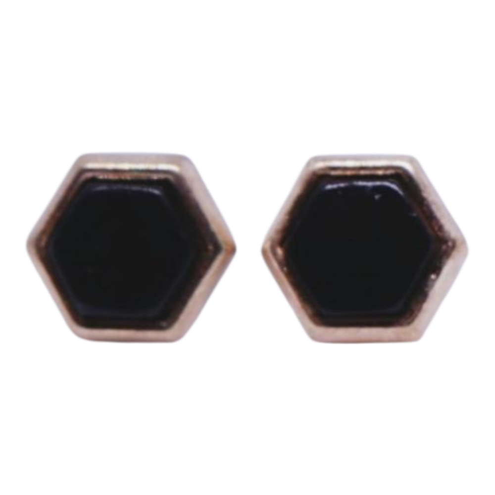 Gold‎ and black studded earrings hypoallergenic nickle and lead free